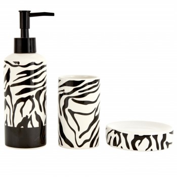 ست سرویس بهداشتی سه پارچه کاراجا هوم مدل Zebra گورخری