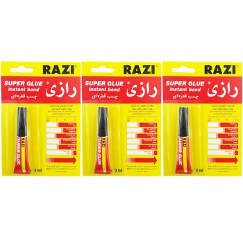 چسب قطره ای رازی مدل Super Glue حجم 3 میلی لیتر بسته 3 عددی