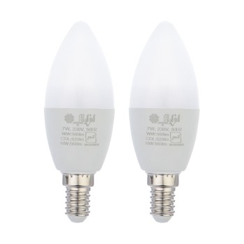 لامپ ال ای دی 7 وات شمعی افراتاب مدل AF-C37-7W پایه E14 بسته 2 عددی
