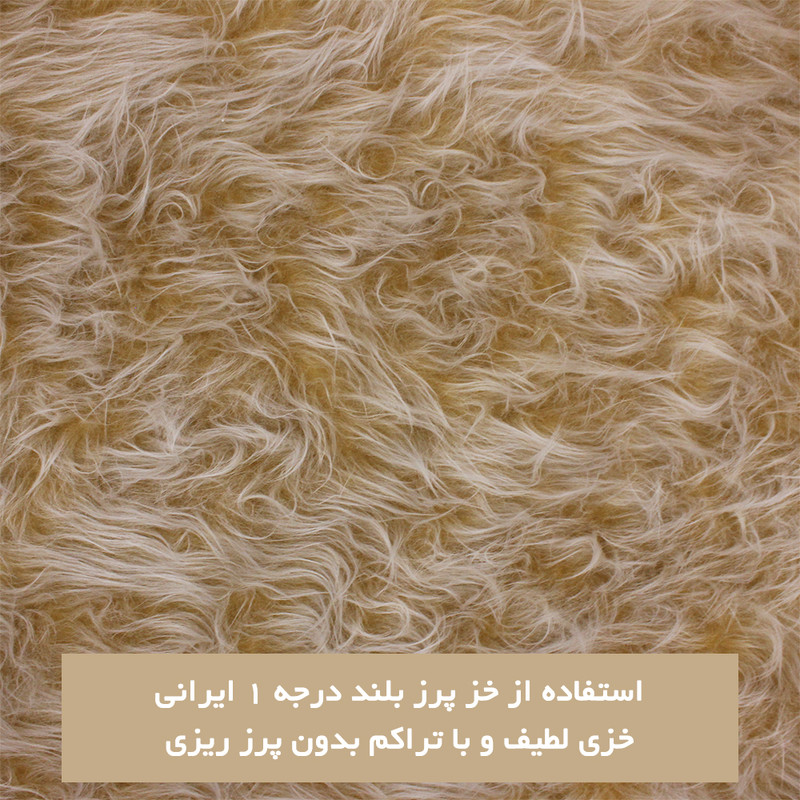فرش ماشینی شاران هوم طرح خز پرز بلند فانتزی گرد زمینه کرم