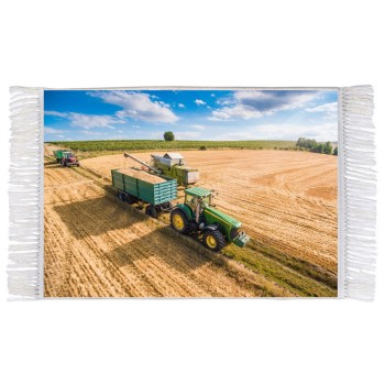 فرش ماشینی دیوارکوب اطلس آبی طرح تراکتور مدل T1141