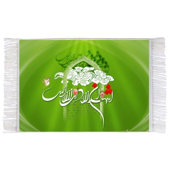 فرش ماشینی دیوارکوب اطلس آبی طرح اشهد ان لا اله الا الله مدل T3316