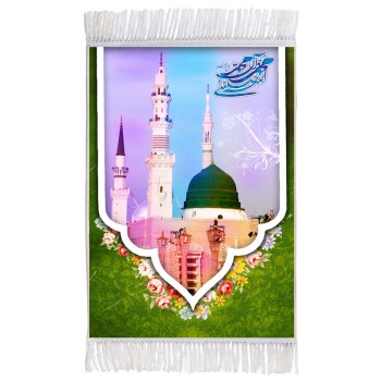فرش ماشینی دیوارکوب اطلس آبی مدل مدینه کد T4062
