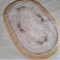 فرش پارچه ای مدل بیضی کد T44 زمینه طوسی